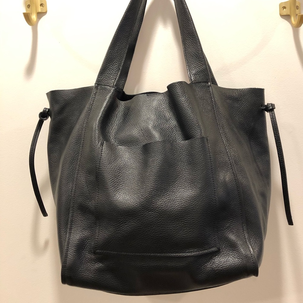 Zara Black Leather Shopper Bag